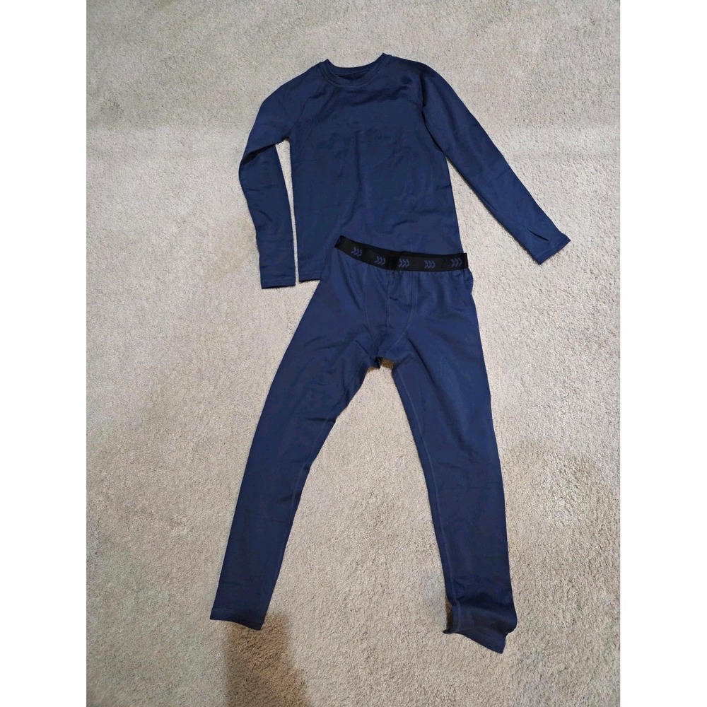All In Motion Base Layer Set Boys M 8/10 Navy Blue Thermal Underwear Excellent